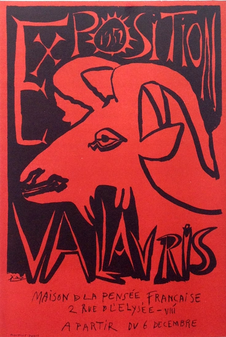 Picasso Lithograph 68 Expo 1952: Title: Picasso Lithograph 68 Expo 1952 Description: Title: Exposition Vallauris 1952 Artist: Pablo Picasso Country: Spain Medium: Lithograph - 68 Paper size: 12.50 X 9.50 inch Printed: 1959 by Mourlot