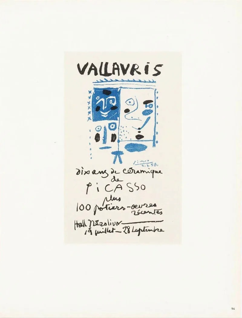 Picasso Lithograph 96 Exposition Vallauris dix ans de ceramique 1959: Title: Picasso Lithograph 96 Exposition Vallauris dix ans de ceramique 1959 Description: Title: Exposition Vallauris dix ans de ceramique Artist: Pablo Picasso Country: Spain Medium: Lithograph - 96 P