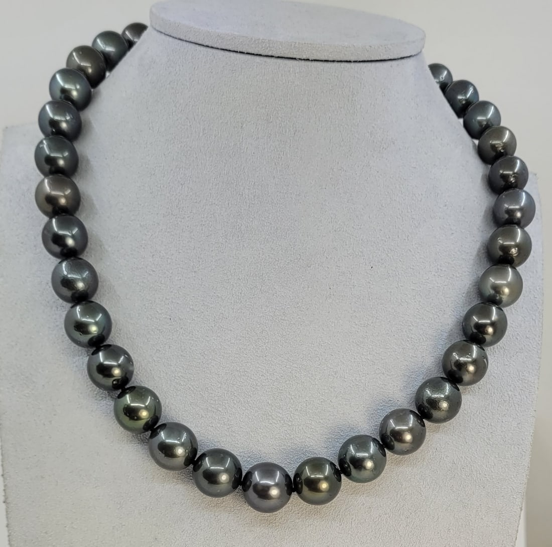 Necklace, ALGT Certified Tahiti Pearls - 11.0x13.1mm - 8