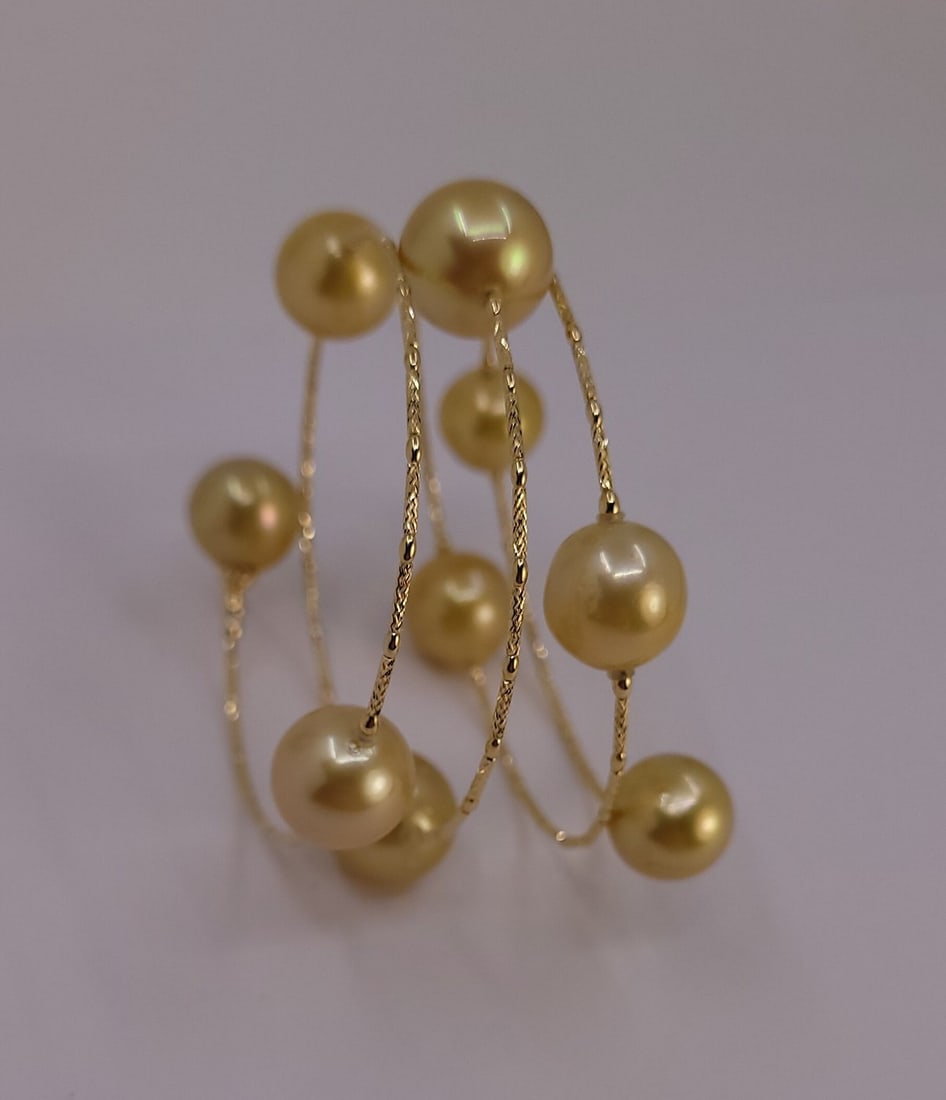 Bracelet - 18 kt. Yellow gold - Golden South Sea Pearls - 6