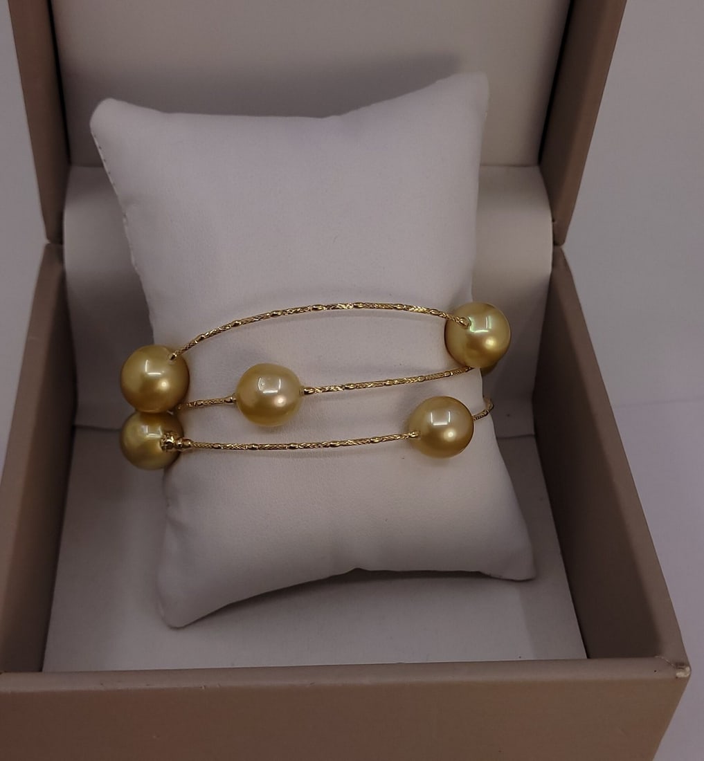 Bracelet - 18 kt. Yellow gold - Golden South Sea Pearls - 8