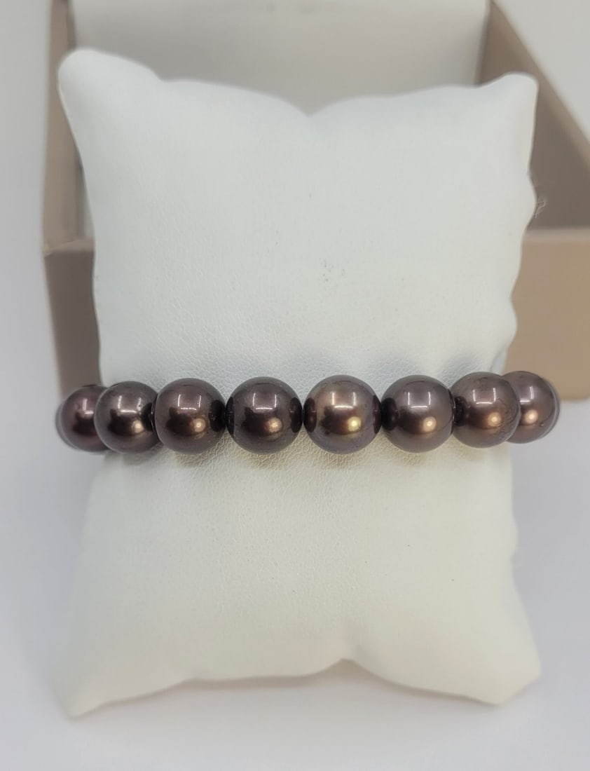 Bracelet 9x10.5mm Chocolate Tahitian Pearls - 2