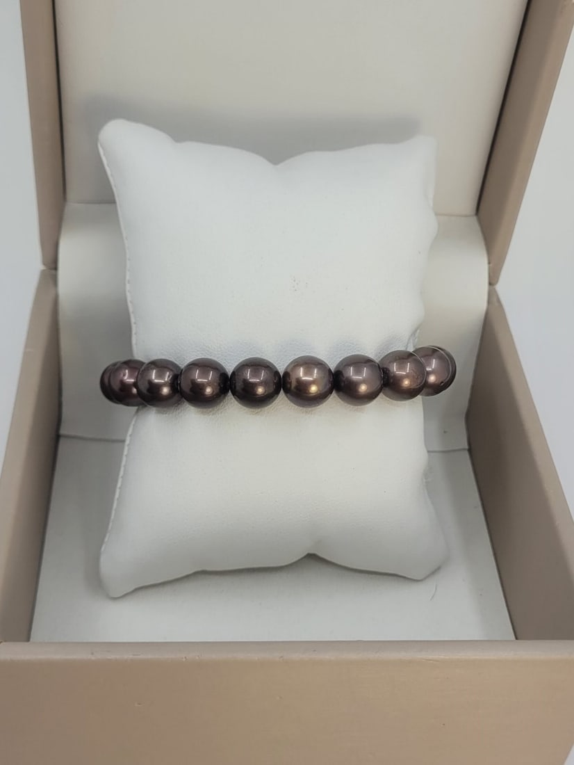 Bracelet 9x10.5mm Chocolate Tahitian Pearls - 3