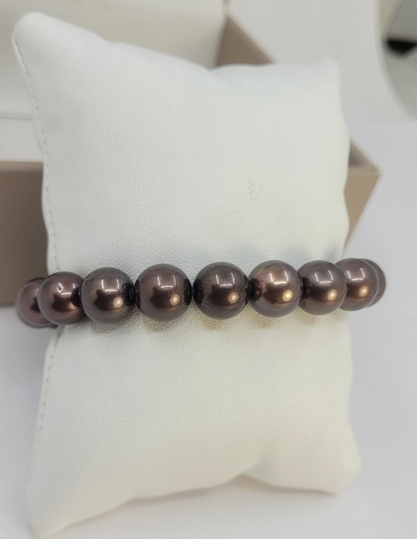 Bracelet 9x10.5mm Chocolate Tahitian Pearls - 4