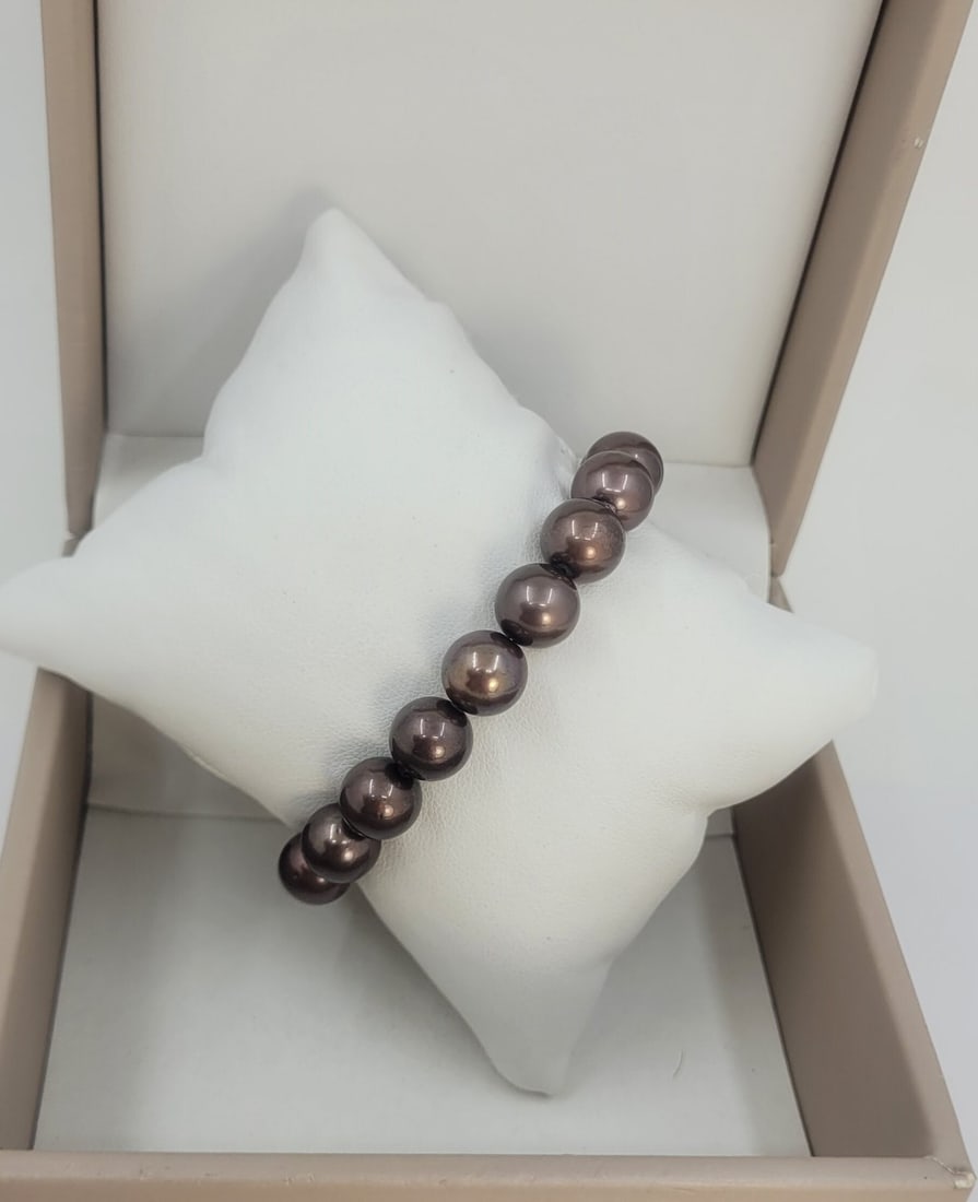 Bracelet 9x10.5mm Chocolate Tahitian Pearls - 5