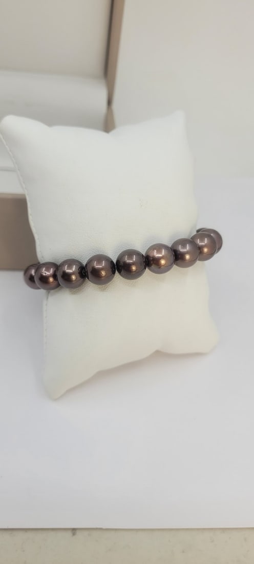 Bracelet 9x10.5mm Chocolate Tahitian Pearls - 6