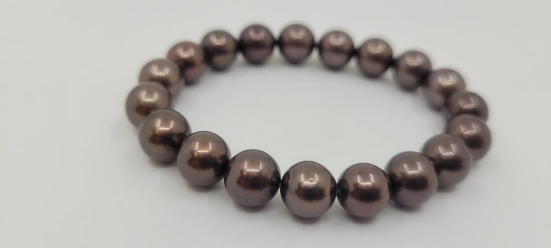 Bracelet 9x10.5mm Chocolate Tahitian Pearls - 8