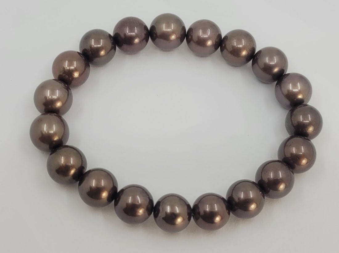 Bracelet 9x10.5mm Chocolate Tahitian Pearls - 9
