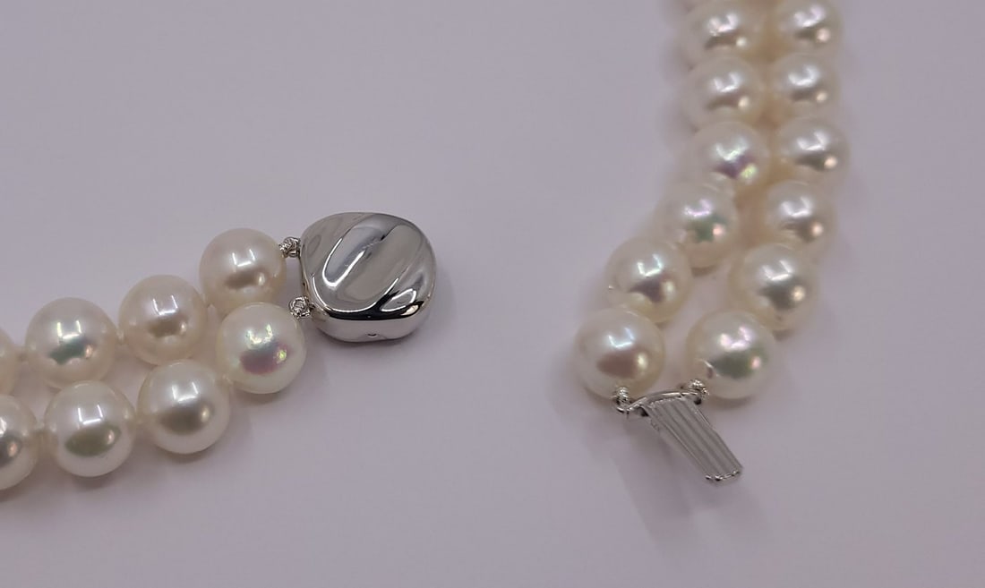 Necklace - 9x9.5mm Double Akoya Pearl - 10