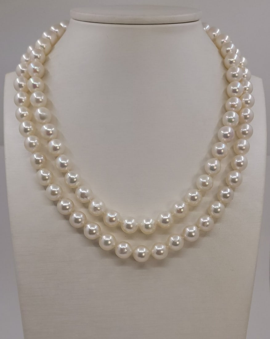 Necklace - 9x9.5mm Double Akoya Pearl - 2