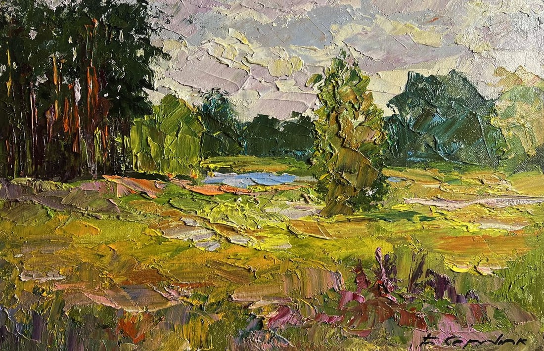 Oil painting In the summer forest Boris Serdyuk: Title: Oil painting In the summer forest Boris Serdyuk Description: №AAA3770This oil painting cardboard, titled "In the summer forest", the composition is beautifully balanced, featuring an open