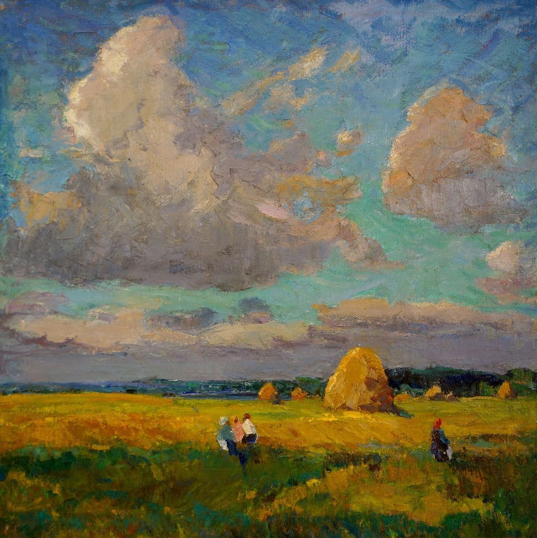 Oil painting People in the field Sevastyanov Viktor Grigorievich (1 of 6)