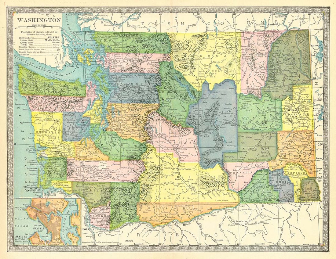 Washington: Publication Date:1904Title:Washington,li>Cartographer:BORMAY & CO.Publisher:THE AMERICANA COMPANYBrief Description:From Encyclopedia Americana 1904. Detailed. With topography.Height:9Width:11.8 