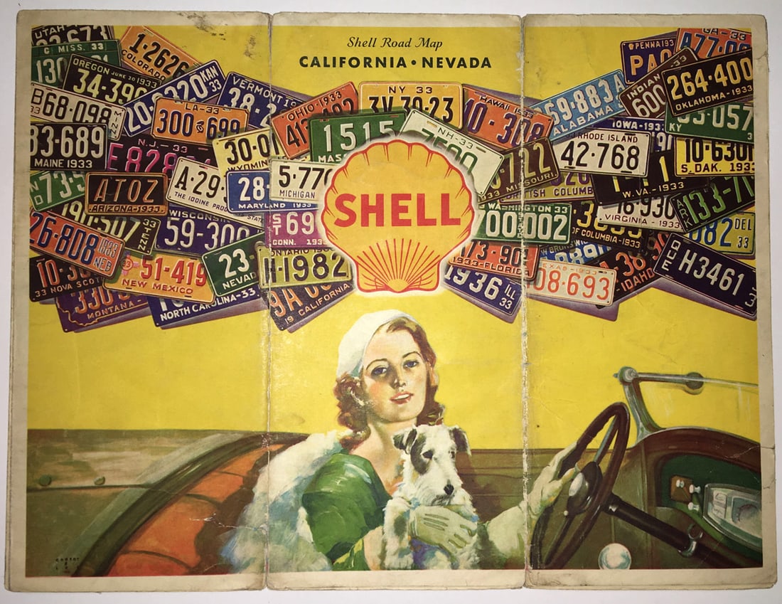 1933 Official Road Map California Nevada: Publication Date:1933Title:1933 Official Road Map California Nevada,li>Cartographer:GOUSHA, H. M. CO.Publisher:SHELL OILBrief Description:Full color road map. Entire country on reverse. Beautiful