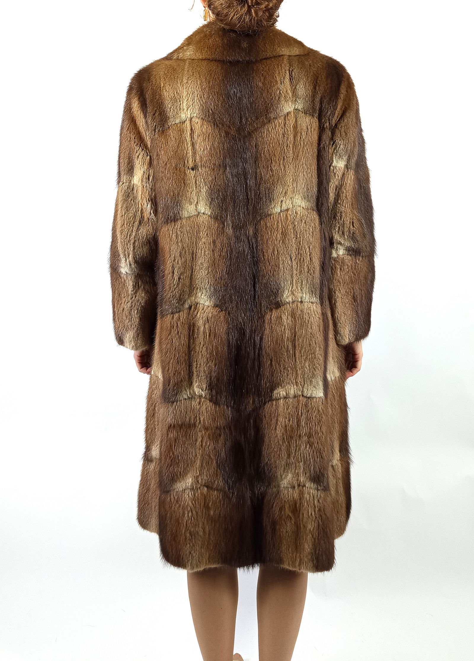 LONG MUSKRAT FUR COAT EU: XL ; US: 18 - 8