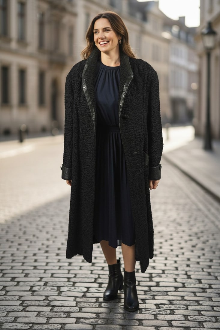 BLACK PERSIAN LAMB FUR COAT EU: XL ; US: 20: Title: BLACK PERSIAN LAMB FUR COAT EU: XL ; US: 20 Dimensions: Approximate size- EU: XL; US: 20 : Important details: Length: 130cm/51.18in -Shoulders width:52cm/20.47in -Sleeve Length:65cm/25.59in -Bu