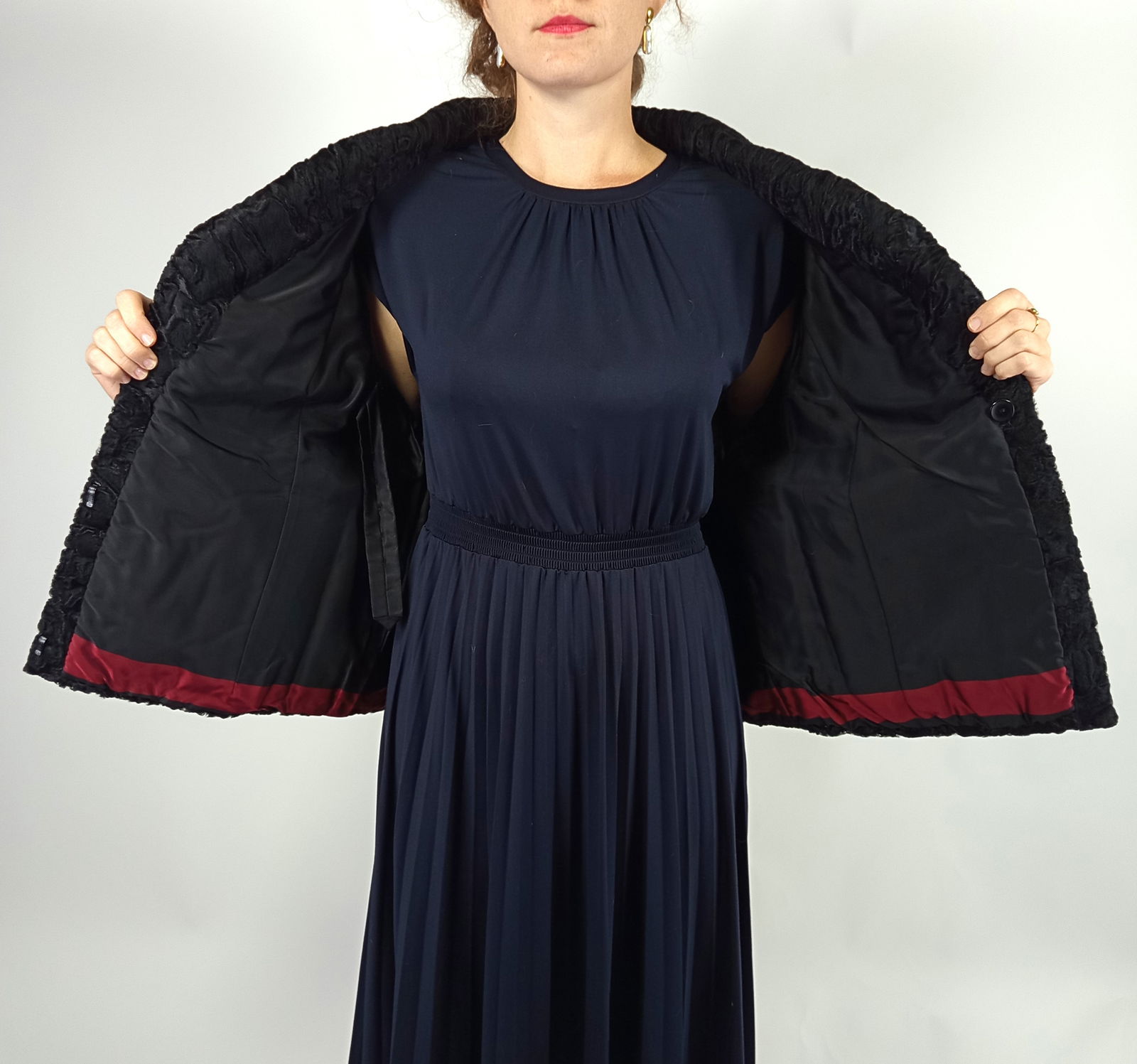 BLACK PERSIAN LAMB FUR JACKET EU: XL ; US: 20 - 4