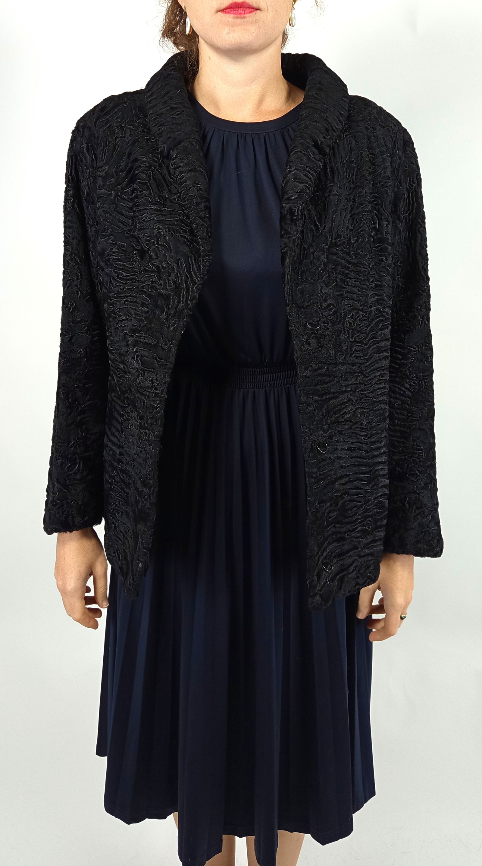 BLACK PERSIAN LAMB FUR JACKET EU: XL ; US: 20 - 6