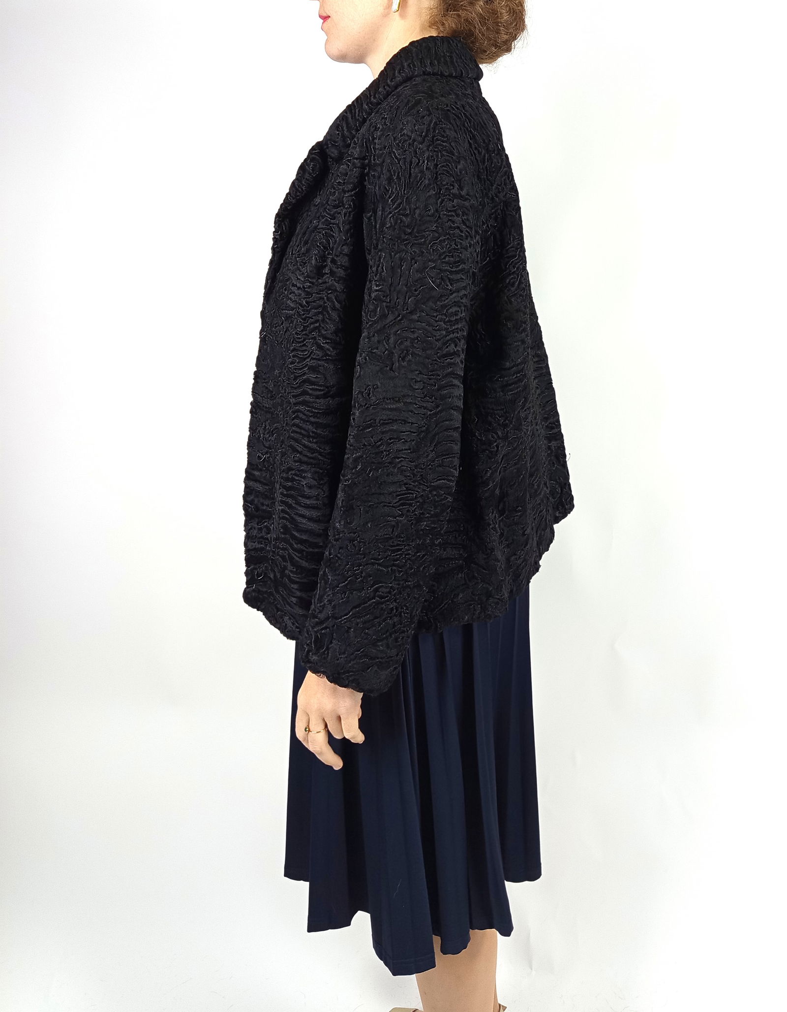 BLACK PERSIAN LAMB FUR JACKET EU: XL ; US: 20 - 7