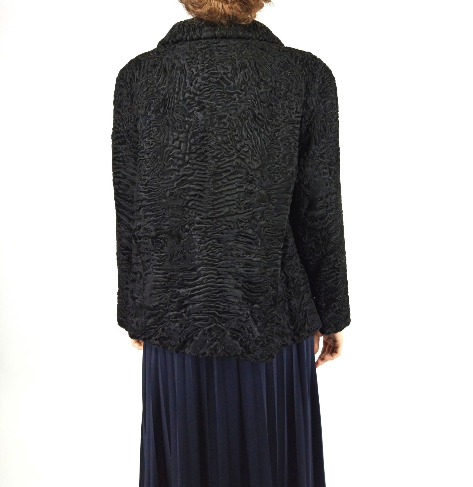 BLACK PERSIAN LAMB FUR JACKET EU: XL ; US: 20 - 8