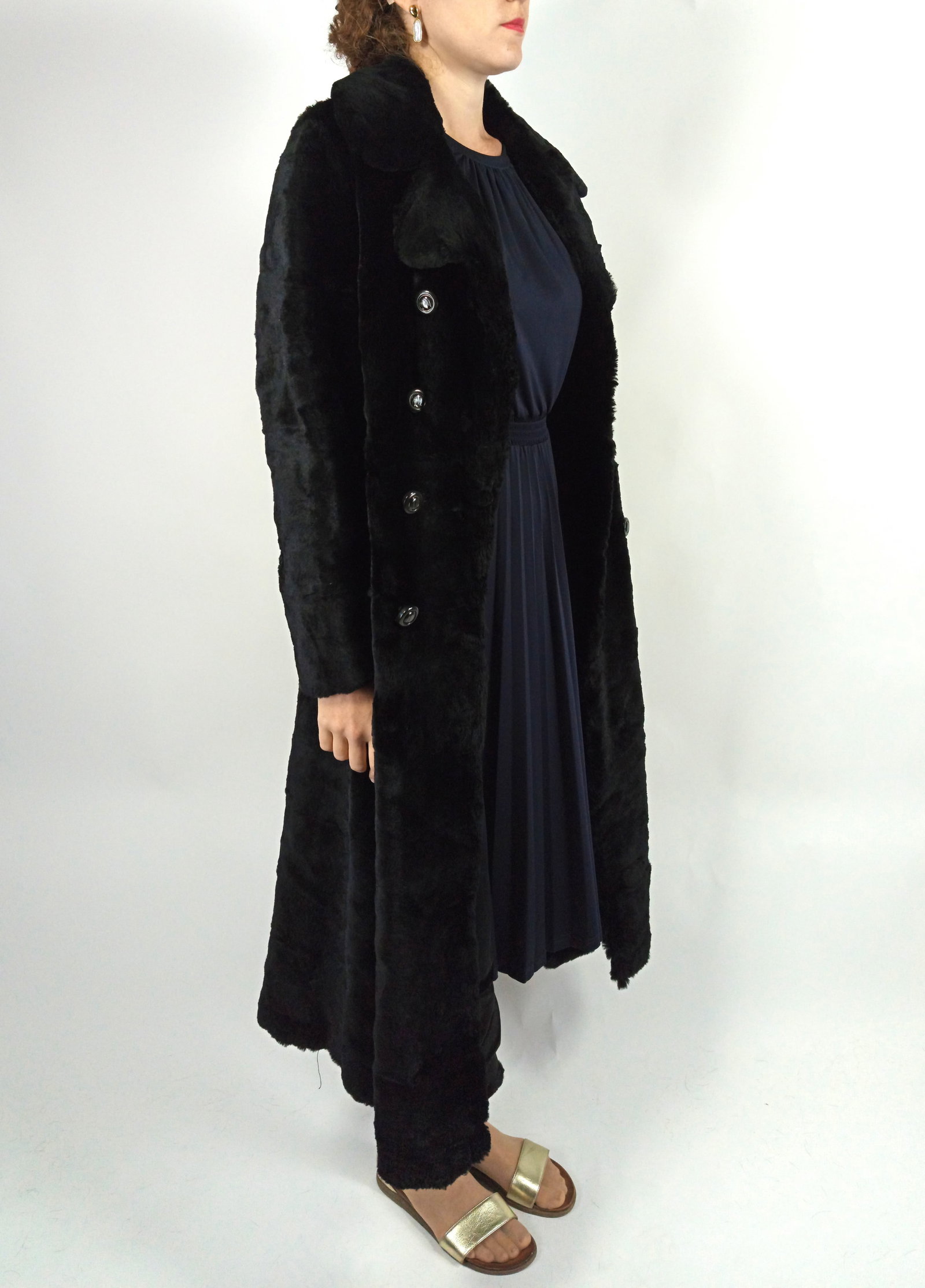 BLACK SHEARED LAPIN FUR COAT EU: M; US: 10 - 8