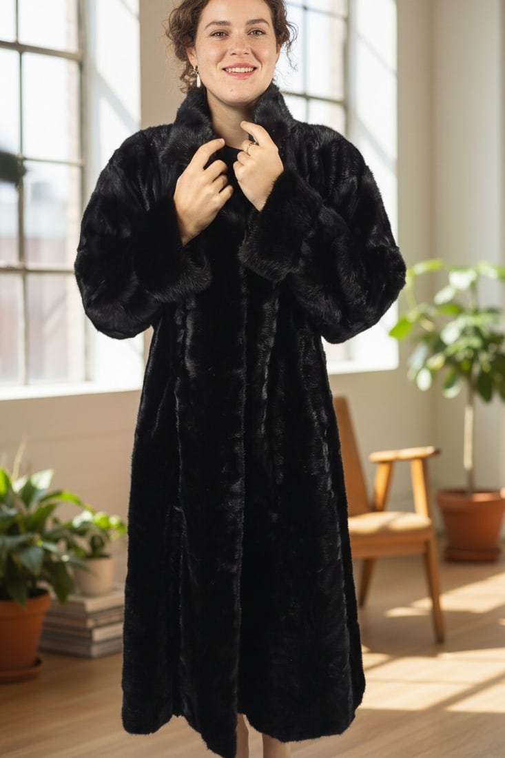BLACK MINK FUR COAT EU: XL ; US: 24 (1 of 12)
