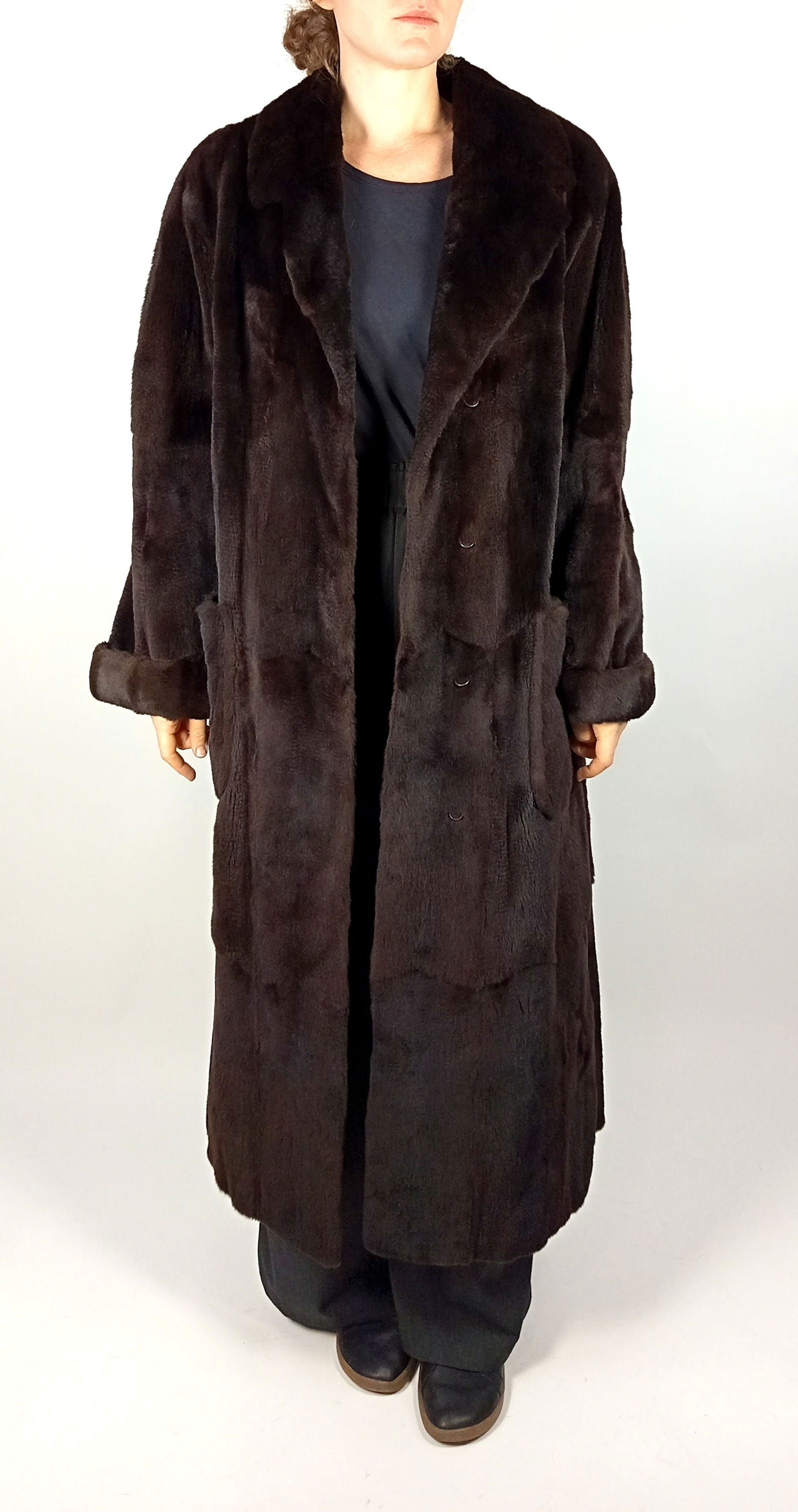 SHEARED BROWN LAPIN FUR COAT EU: L - US:18 - 7