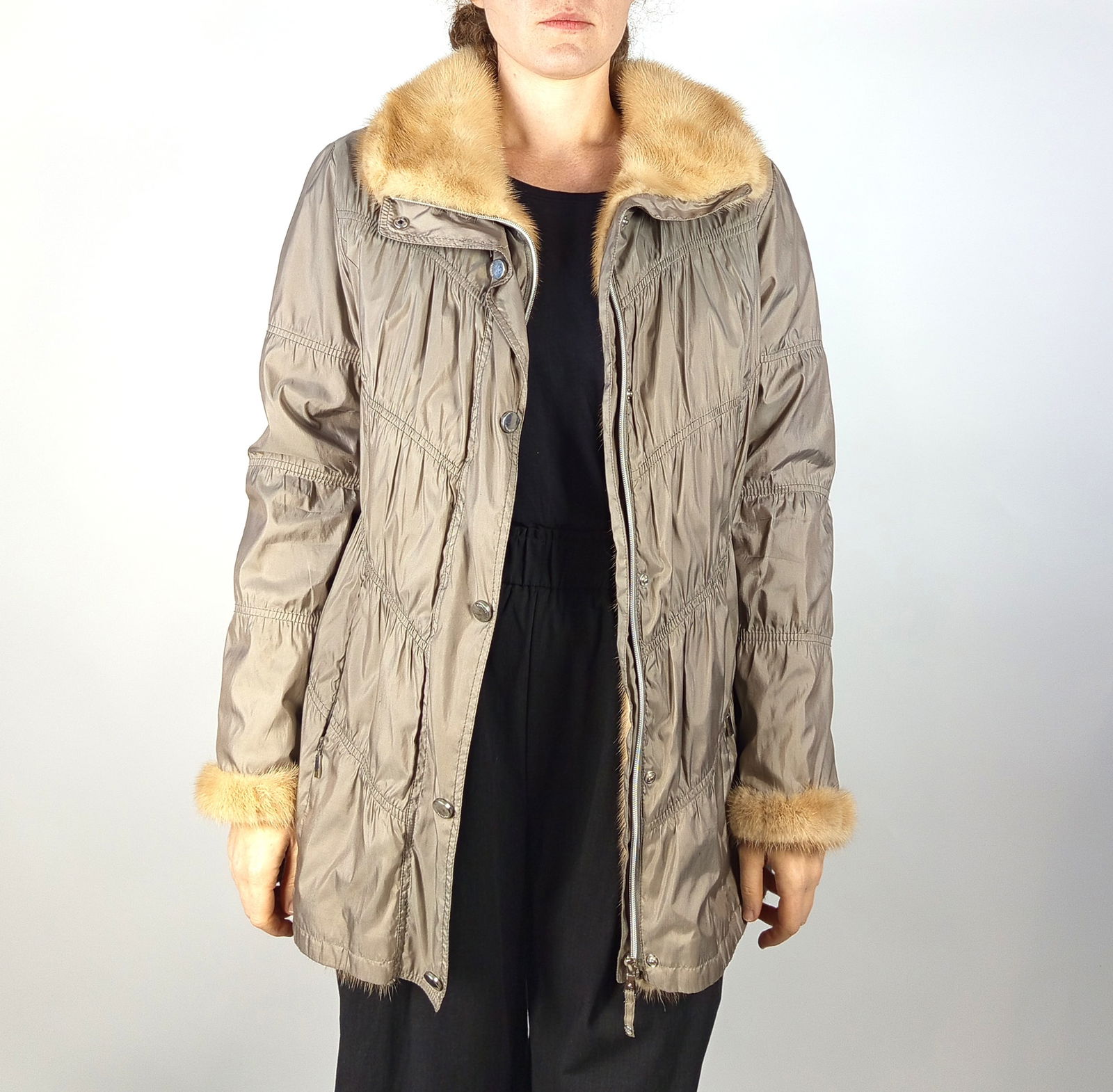 REVERSIBLE CREAM MINK FUR JACKET EU: L - US:18 - 6