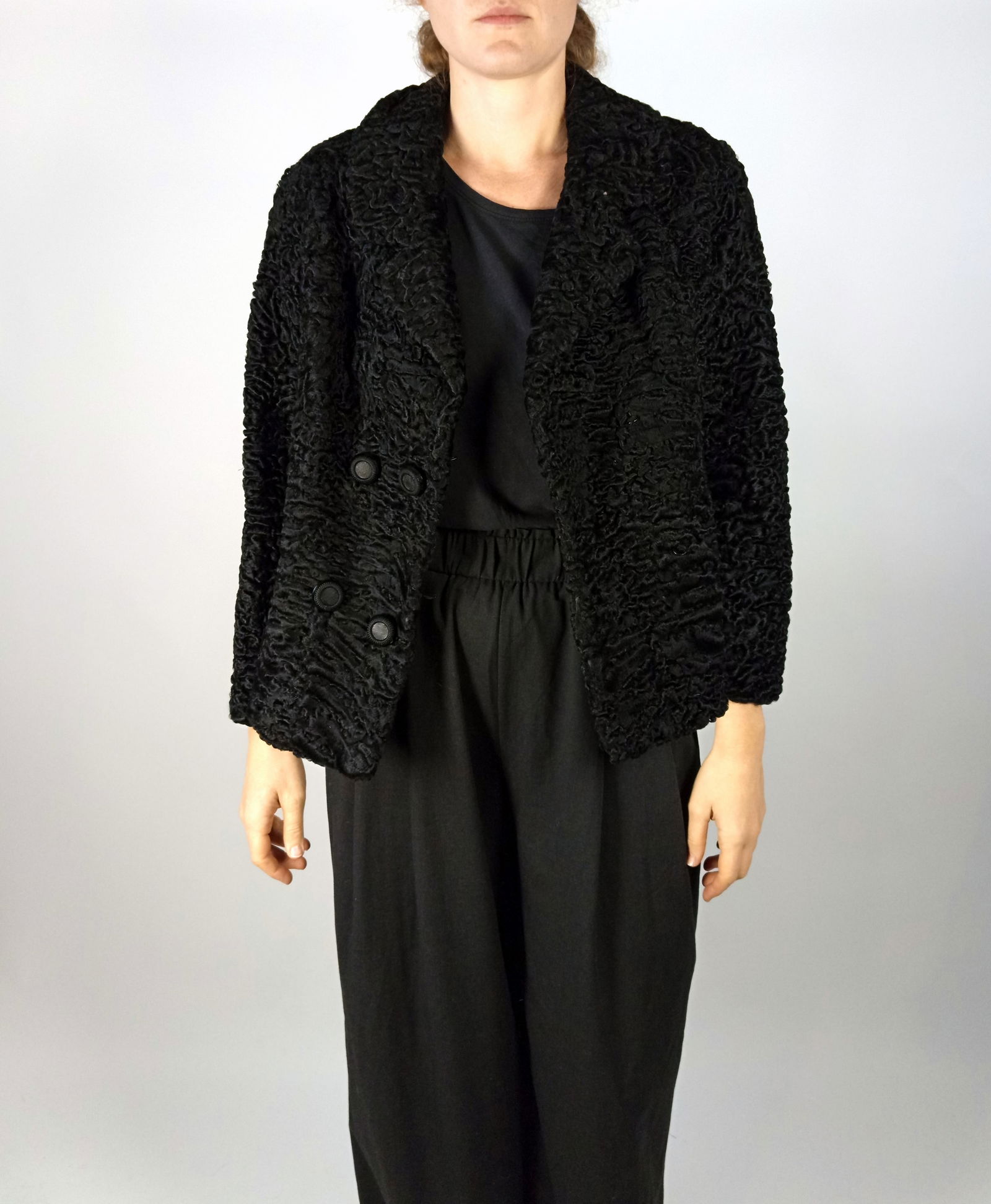 BLACK KARABUL FUR JACKET EU: L - US:18 - 2