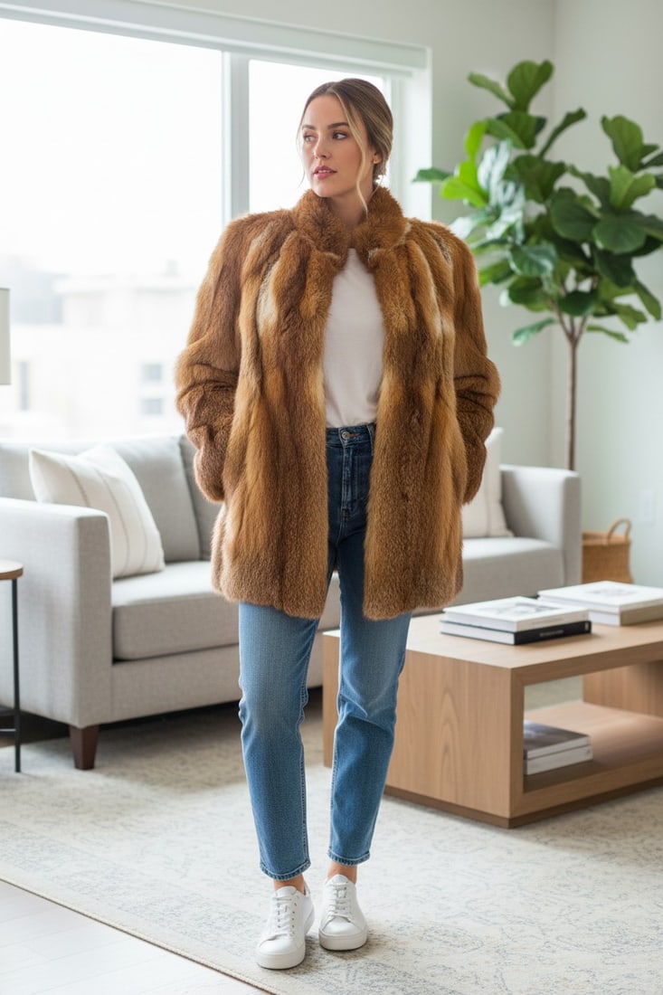 RED FOX FUR JACKET EU: L ; US: 16