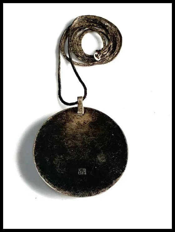 Vintage CDS Large Black Agate Sterling Silver Necklace - 4