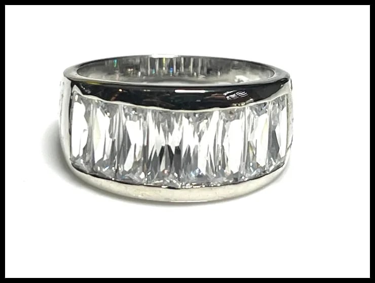 Estate Baguette CZ Half Band Statement Ring - 2