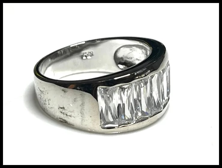 Estate Baguette CZ Half Band Statement Ring - 3