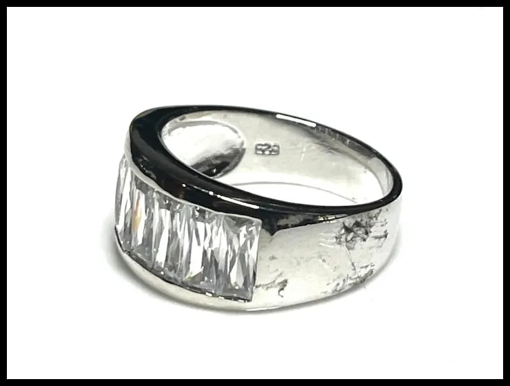 Estate Baguette CZ Half Band Statement Ring - 4