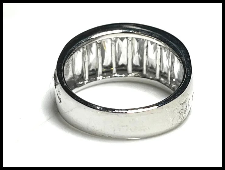 Estate Baguette CZ Half Band Statement Ring - 5