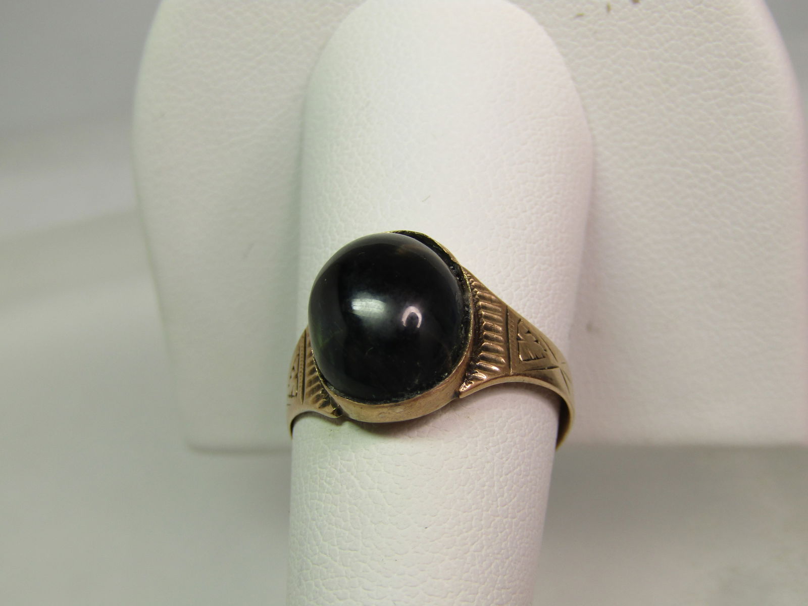 Vintage 10KT Black Quartz Ring, Sz. 9, Unisex, 1930's - 3
