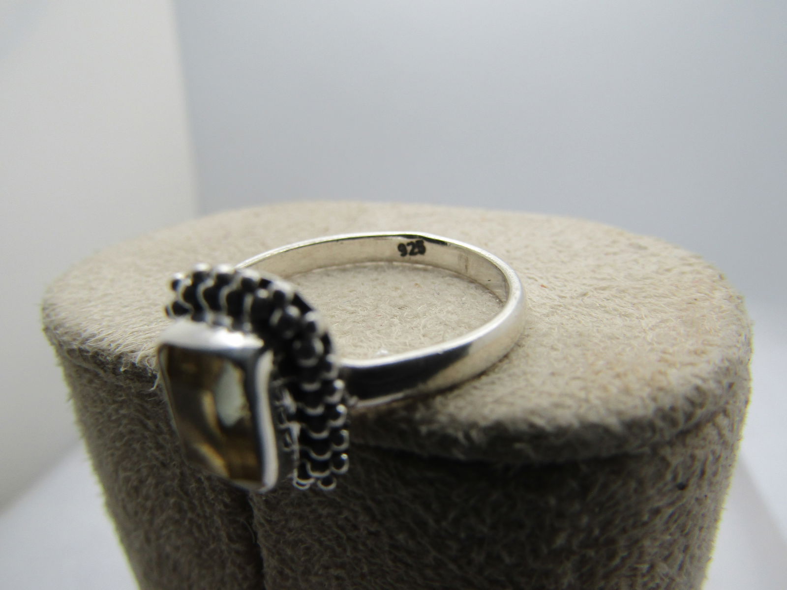 Sterling Citrine Ring, Sz. 7.5, Rectangular Cut, Modern - 6