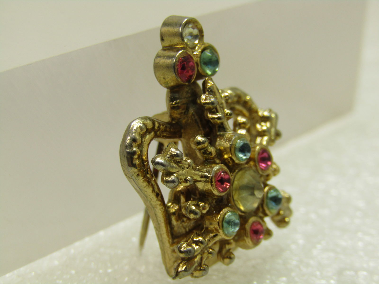 Vintage Rhinestone Crown Brooch, 1950's-1960's - 3