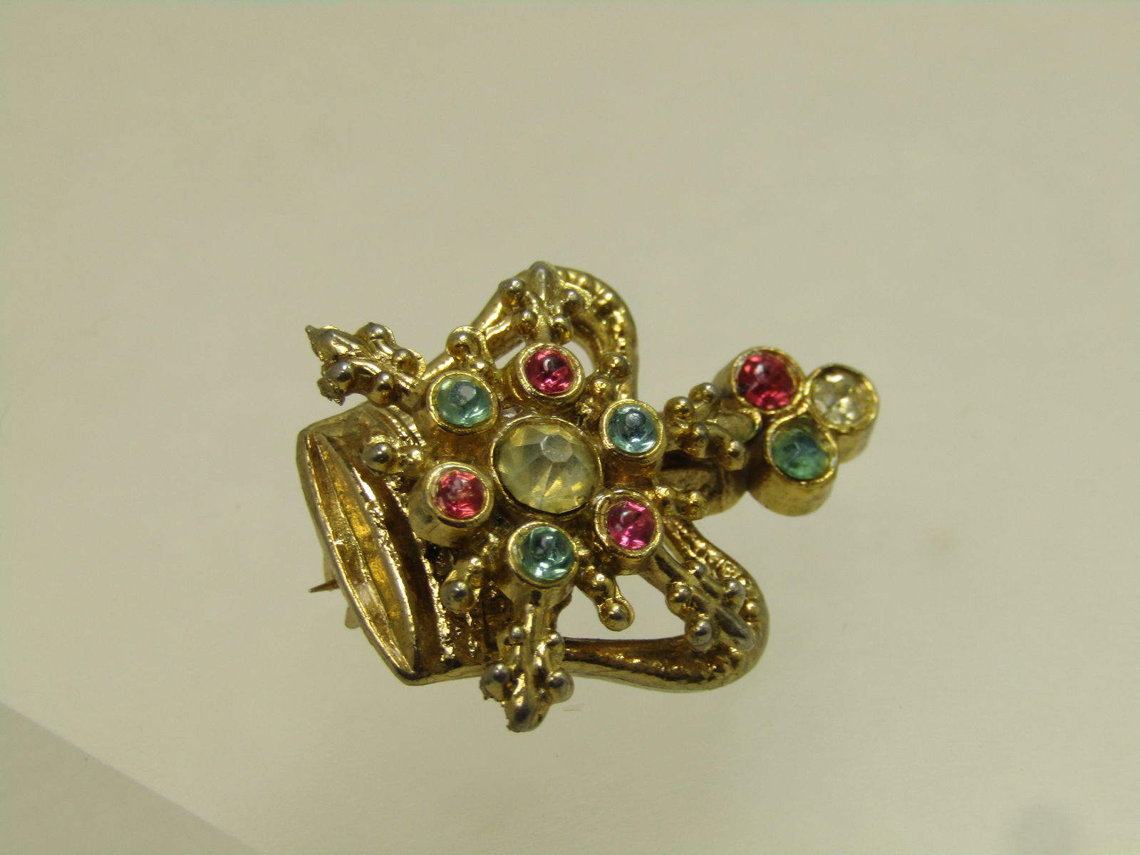 Vintage Rhinestone Crown Brooch, 1950's-1960's - 5