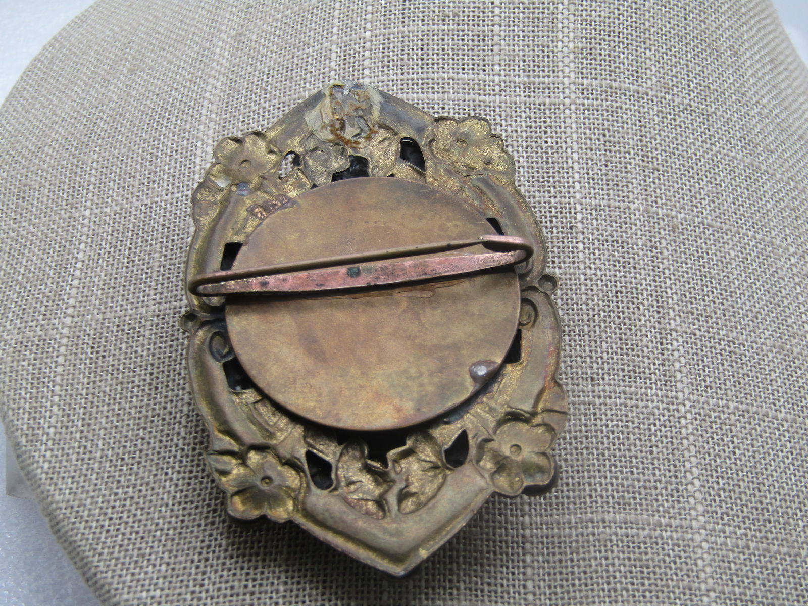 Antique Black & White Cameo Brooch, Ornate, 1920's, 3" - 4