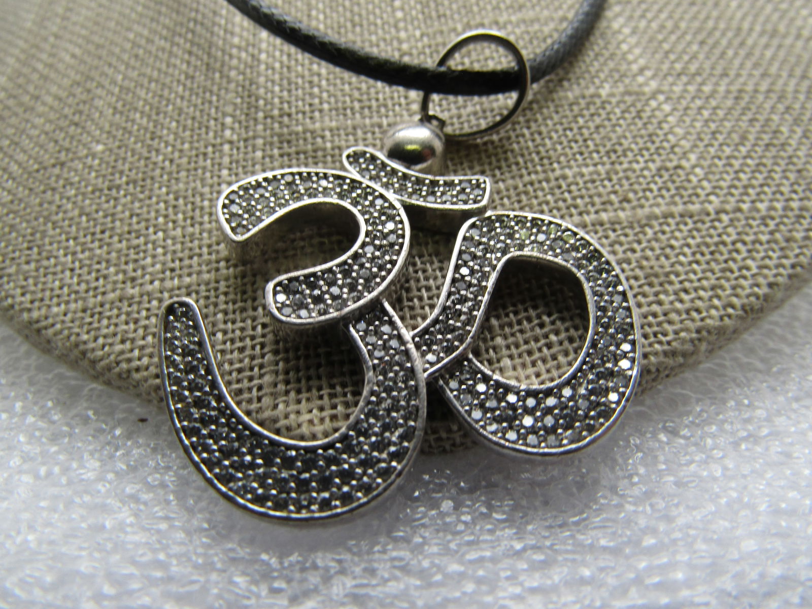 Vintage Sterling Hindu OM CZ Necklace, 24"-26", 1990's-2000's - 2