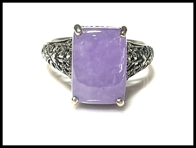Vintage Sterling Silver Filigree Purple Gemstone Statement Ring - 5