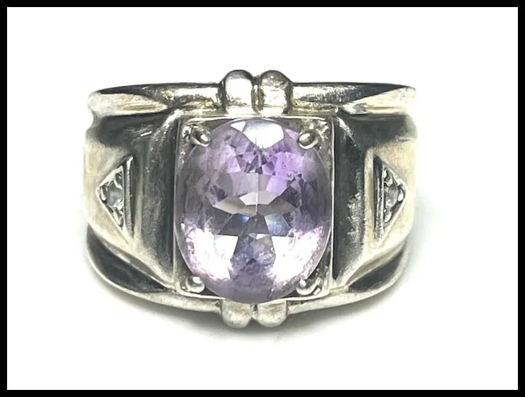 Estate Amethyst Sterling Silver Ring - 2