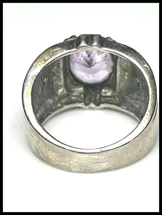 Estate Amethyst Sterling Silver Ring - 5