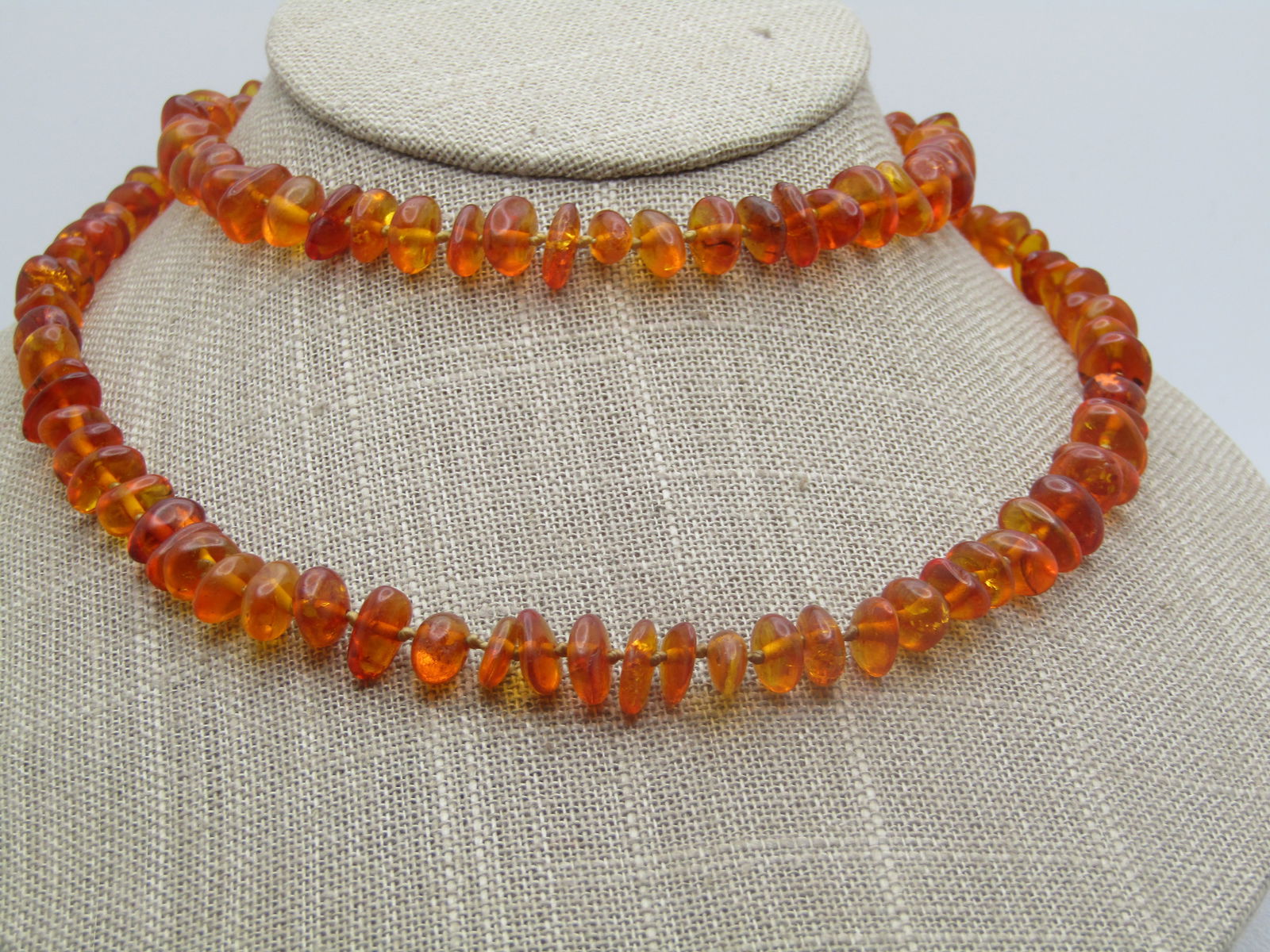 Vintage Honey to Light Cognac Baltic Amber Nugget Necklace, 28" - 2