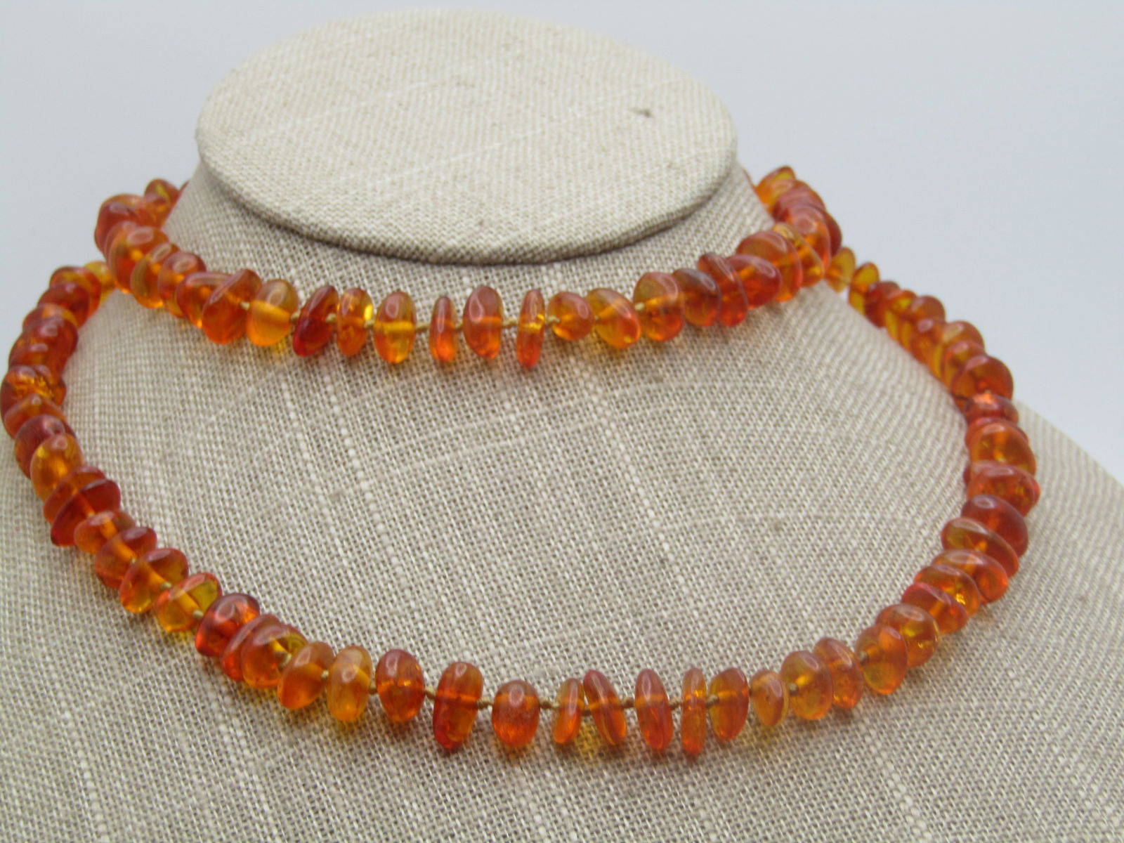 Vintage Honey to Light Cognac Baltic Amber Nugget Necklace, 28" - 3