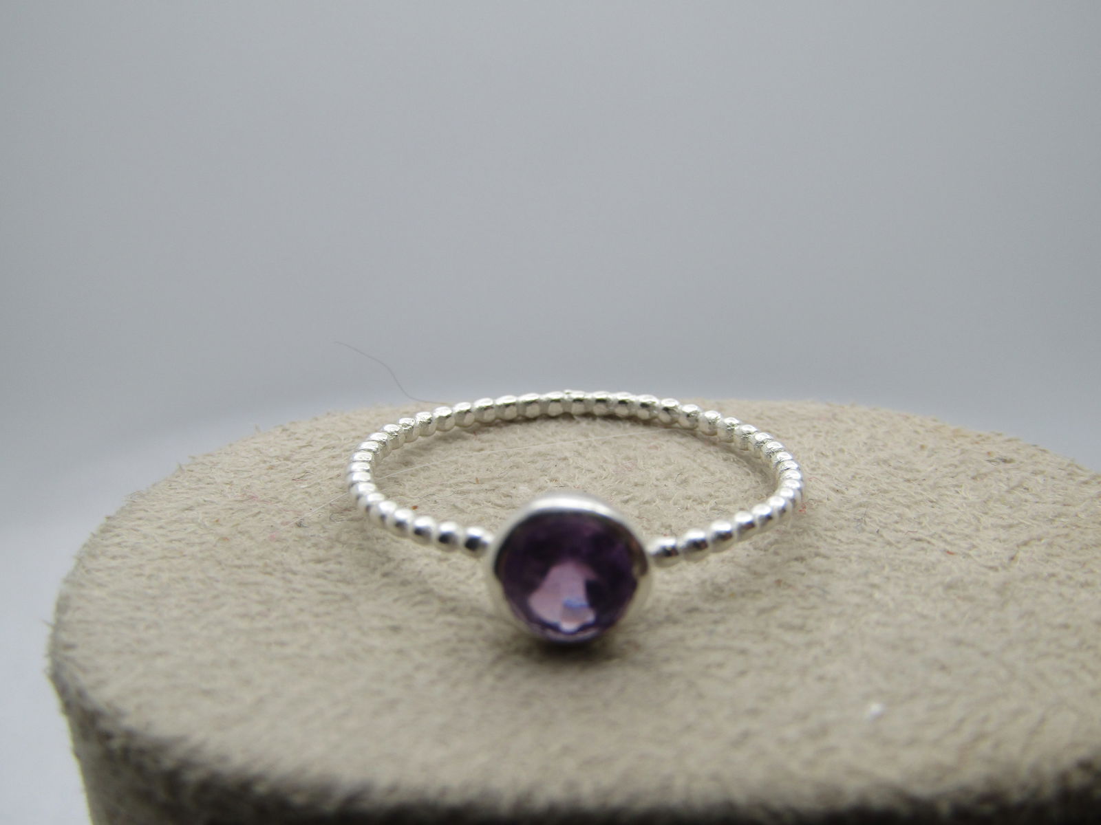 Sterling Amethyst Ring, Size 9.5, Bezel-Set - 5