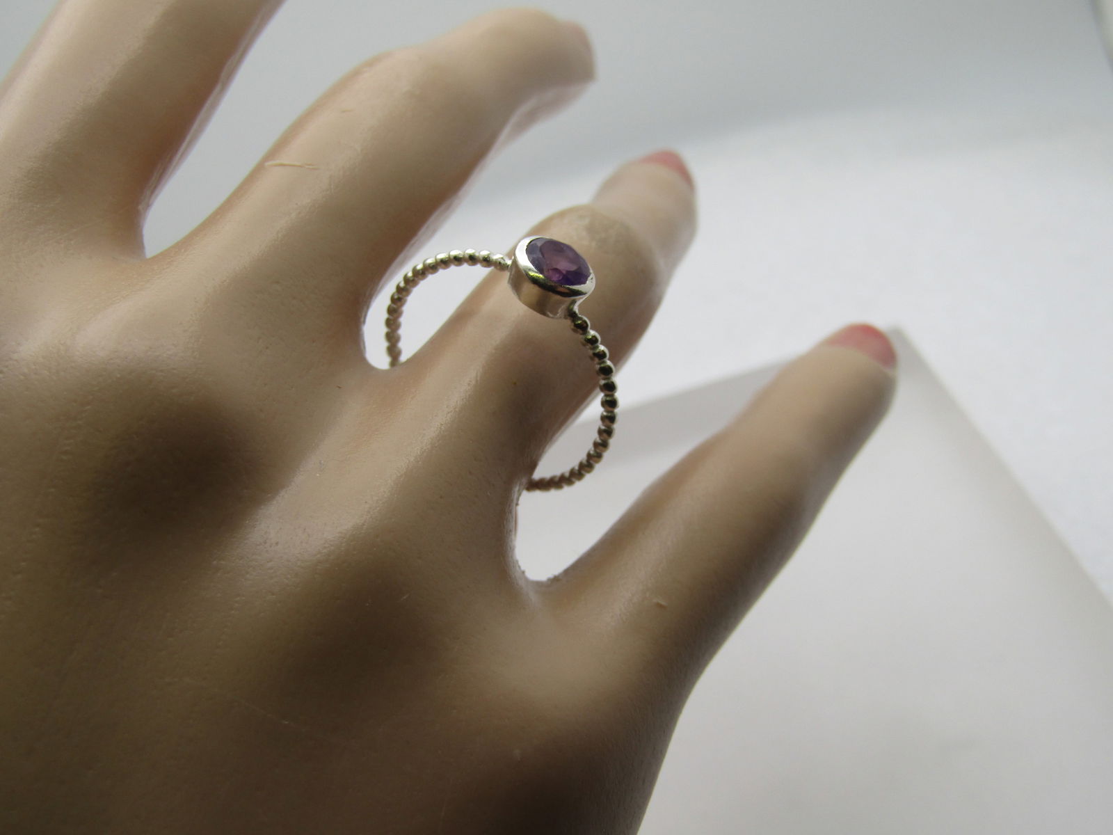 Sterling Amethyst Ring, Size 9.5, Bezel-Set - 7