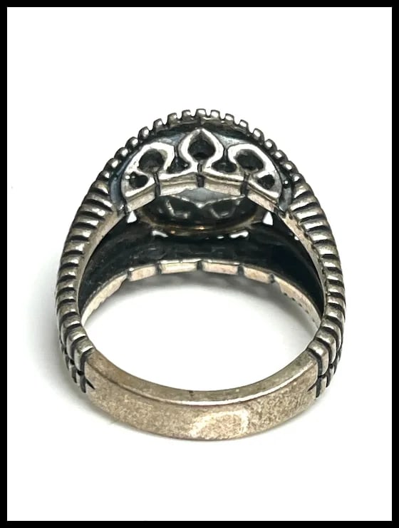 Vintage Carolyn Pollack Relios Faceted Hematite Sterling Silver Flower Ring - 3