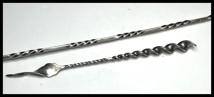 Vintage Sterling Silver Cocktail Mixer/Bar Spoon and Olive Pick - 3